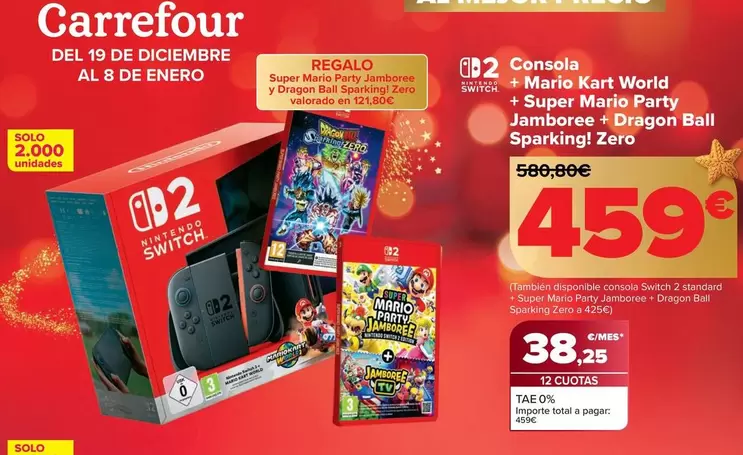 Consola + Mario Kart World  + Super Mario Party Jamboree + Dragon Ball Sparking! Zero