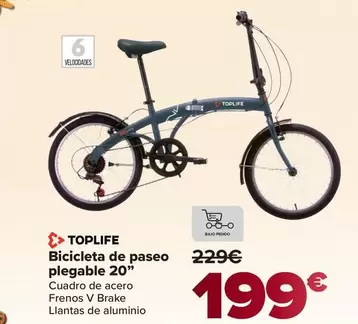 Toplife - Bicicleta De Paseo Plegable 20"