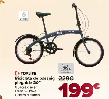 Toplife - Bicicleta De Paseo Plegable 20"
