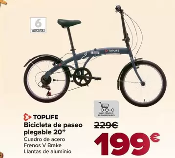 Toplife - Bicicleta De Paseo Plegable 20"
