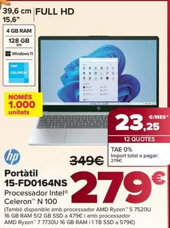 HP - Portátil 15-FD0164NS