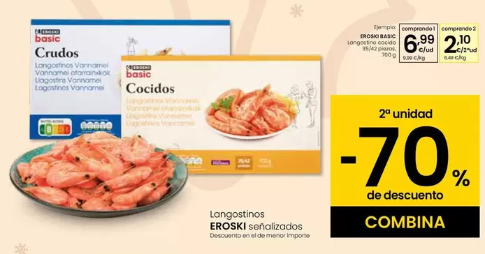 Eroski Basic - Langostino Cocido 35/42 Piezas