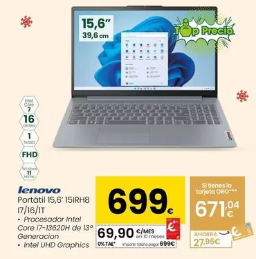 Lenovo - Portátil 15,6 15IRH8 i7/16/1T