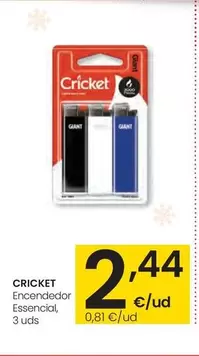 Cricket - Encendedor Essencial, 3 Uds 
