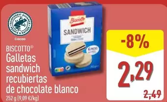 Biscotto - Galletas Sandwich Recubiertas De Chocolate Blanco