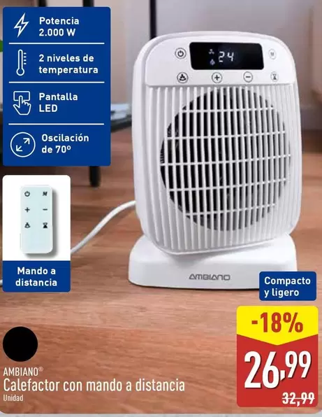 Ambiano - Calefactor Con Mando A Distancia