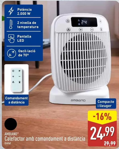 Ambiano - Calefactor Amb Comandament A Distancia