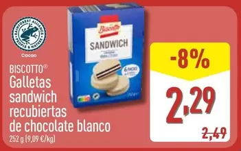 Biscotto - Galletas Sandwich Recubiertas De Chocolate Blanco