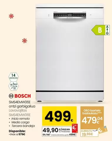 Bosch - Lavavajillas SMS4EMW06E