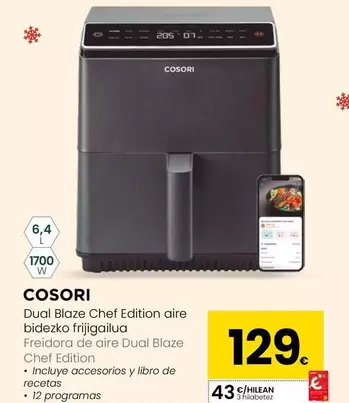 Cosori - Freidora De Aire Dual Blaze Chef Edition 