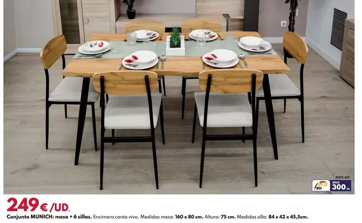 Conjunto Munich: Mesa + 6 Sillas.