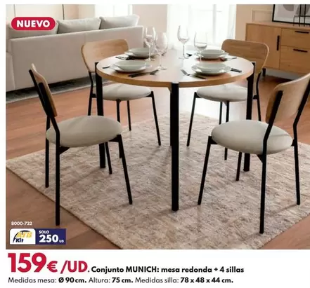 Conjunto Munich:Mesa Redonda + 4 Sillas