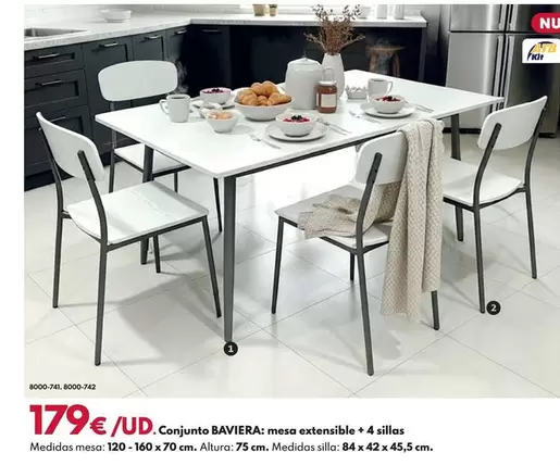 Conjunto Bavaria:Mesa Extensible + 4,sillas