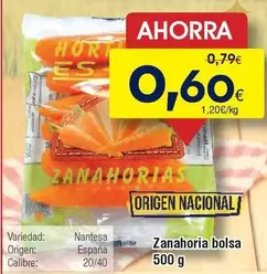 origen - Zanahoria Bolsa