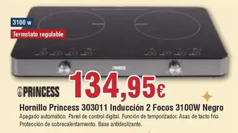 Princess - Hornillo 303011 Inducción 2 Focos 3100w Negro