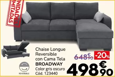 Broadway - Chaise Longue Reversible Con Cama Tela