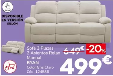 Ryan - Sofa 3 Plazas 2 Asientos  Manual