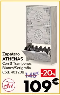 Zapatero Athenas Con 3 Trampones. Blanco/serigrafía