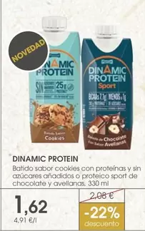Dinamic Protein - Batido Sabor Cookies Con Proteinas Y Sin Azucares Anadidos O Proteico Sport De Chocolate Y Avellanas
