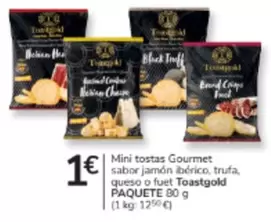 Toastgold - Mini Tostas Sabor Jamon Iberico, Trufa, Queso O Fuet 