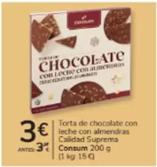 Consum - Torta De Chocolate Con Leche Con Almendras Calidad Suprema