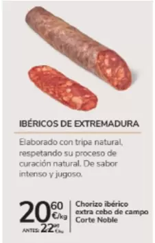 Corte Noble - Chorizo Ibérico Extra Cebo De Campo