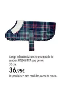 Rita - Abrigo Coleccion Mckenzie Estampado De Cuadros Fred &  Para Perros