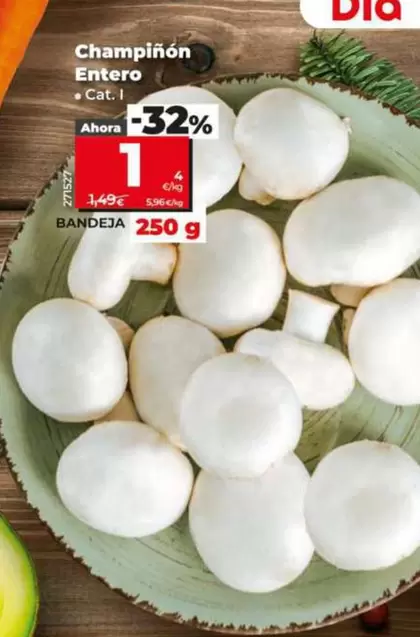 Champiñon Entero Bandeja 250g