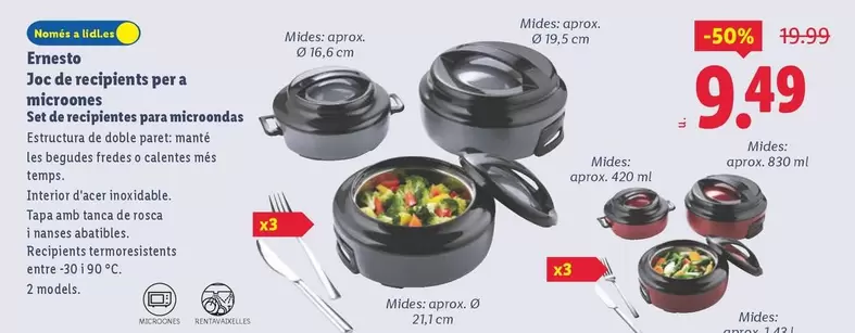 Ernesto - Set De Recipientes Para Microondas 