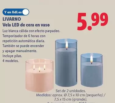 Livarno - Vela Led De Cera En Vaso