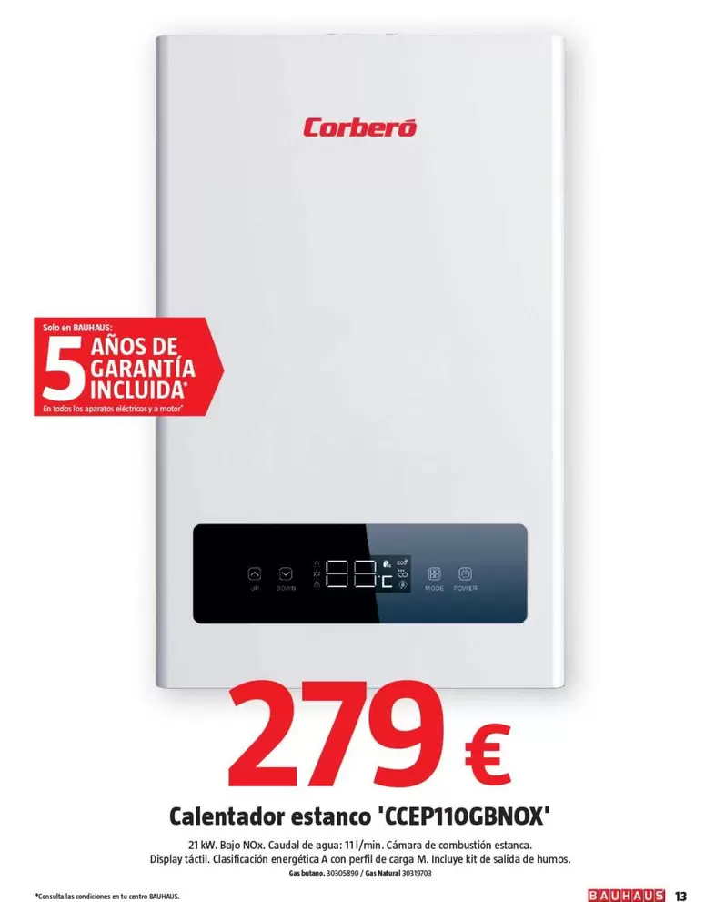 Corberó - Calentador Estanco 'CCEP110GBNOX'