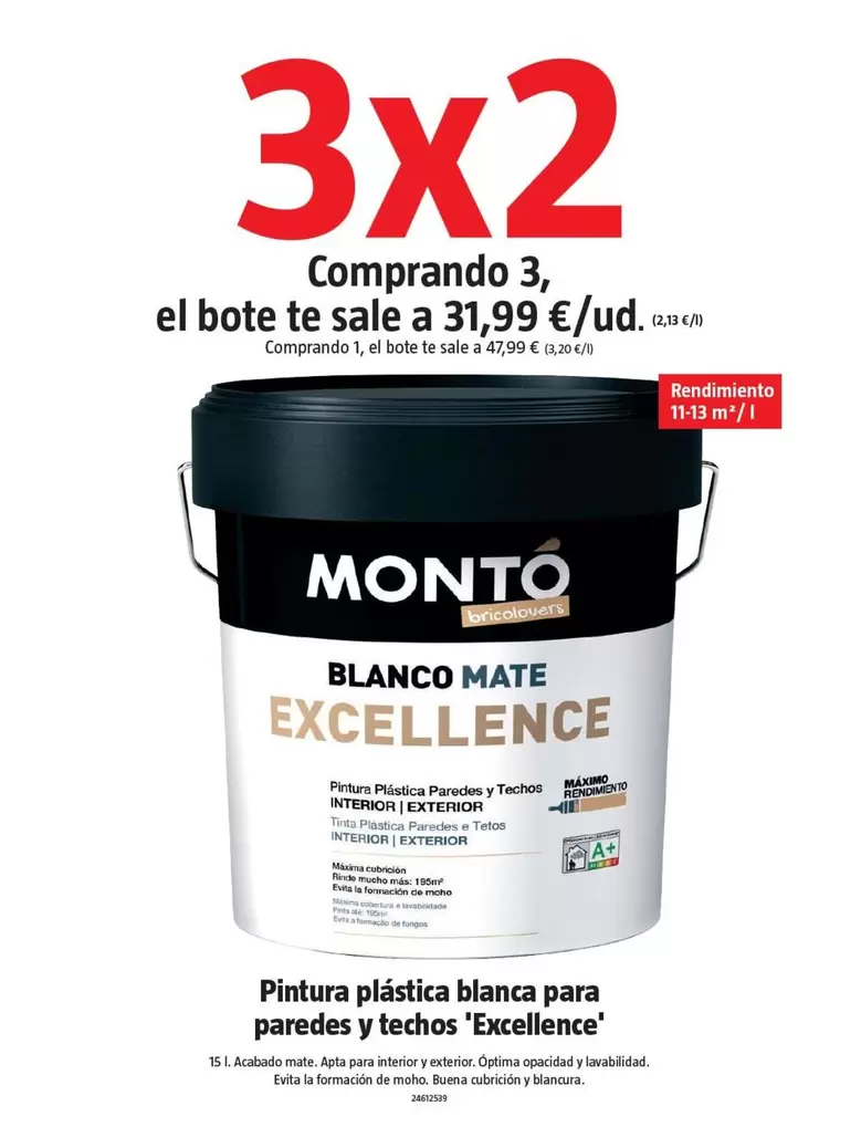 Monto - Pintura Plastica Blanca Para Paredes Y Techos Excellence