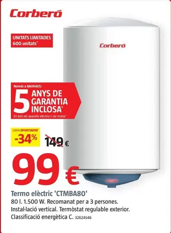 Corberó - Termo Eléctrico CTMBA80