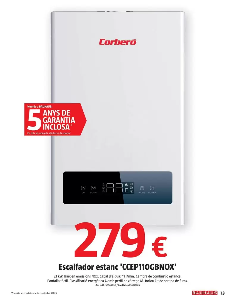 Corberó - Calentador Estanco 'CCEP110GBNOX'