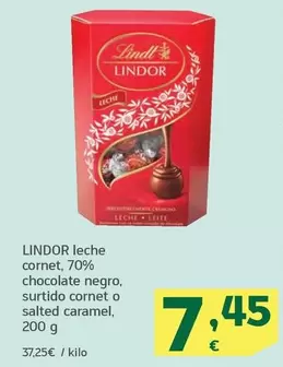 Lindor - Leche Cornet 70% Chocolate Negro, Surtido Cornet O Salted Caramel