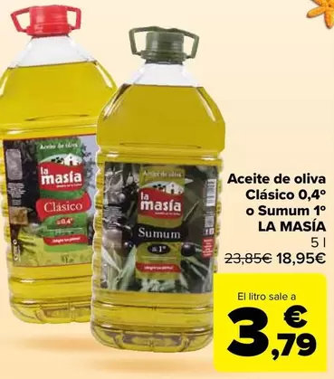 La Masía - Aceite De Oliva Clasico 0,4° O Sumum 1°
