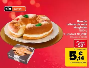 Roscón relleno de nata sin gluten