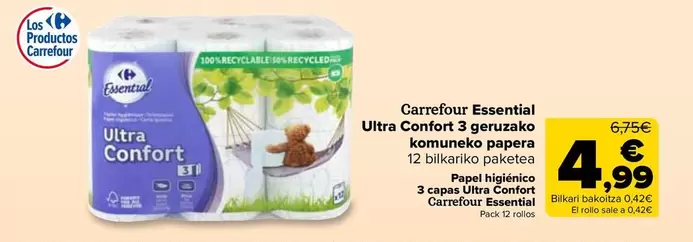 carrefour - Carrefour Essential Ultra Confort 3 Derzuako Lomiukoe Papera