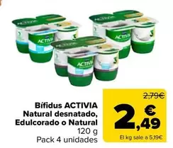 Activia - Bifidus Natural Desnatado, Edulcorado O Natural