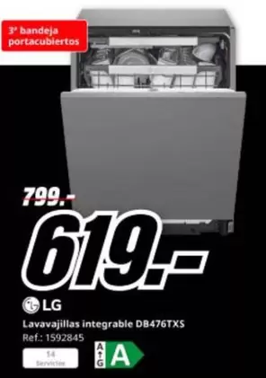 LG - Lavavajillas integrable Db476txs