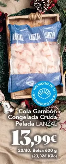 Lanzal - Cola Gambon Congelada Cruda Pelada