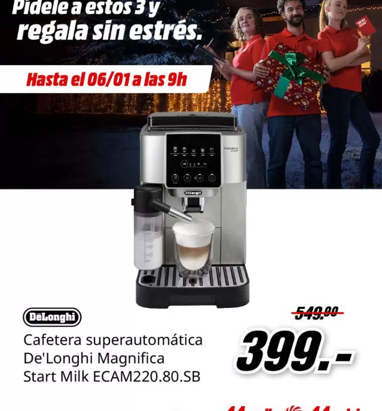 De'Longhi - Cafetera Superautomatica De'longhi Magnifica Start Milk Ecam220.80.sb