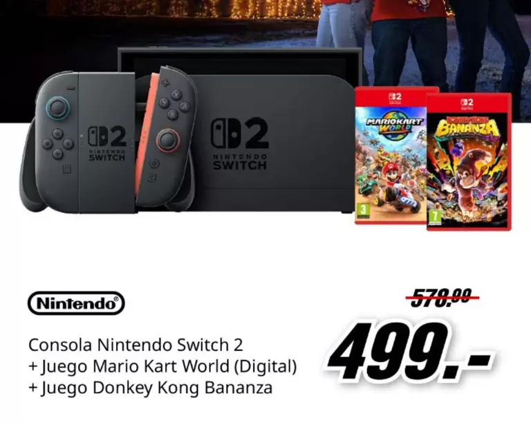 Nintendo - Consola Switch 2 + Juego Mario Kart World Digital + Juego Donkey Kong Bananza