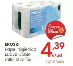 Eroski - Papel Higiénico Suave Doble Rollo