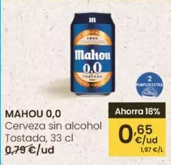 Mahou - 0,0 Cerveza Sin Alcohol Tostada
