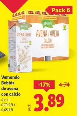 Vemondo -  Bebida De Avena Con Calcio