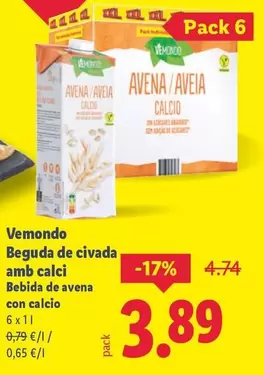 Vemondo - Bebida De Avena Con Calcio