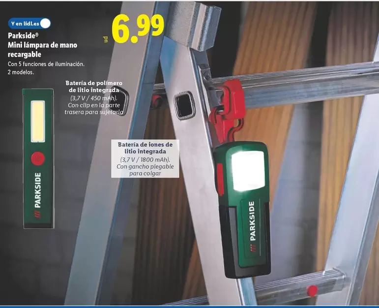 Parkside - Mini Lámpara De Mano Recargable