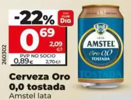 Amstel - Cerveza Oro 0,0 Tostada