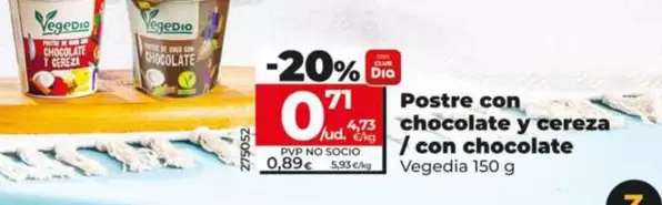 Vegedia - Postre Con Chocolate Y Cereza/ Con Chocolate 150 G